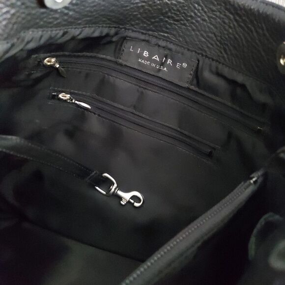 Libaire Brand Made in USA Black Large Pebbled Leather Shoulder Bag - Picture 4 of 9